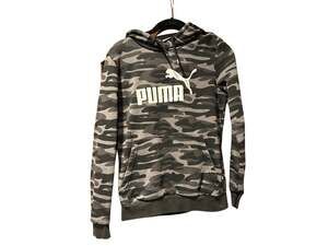 Puma S Black Camo Logo Essentials+ Long Sleeve Hoodie Sweatshirt Women's NWT